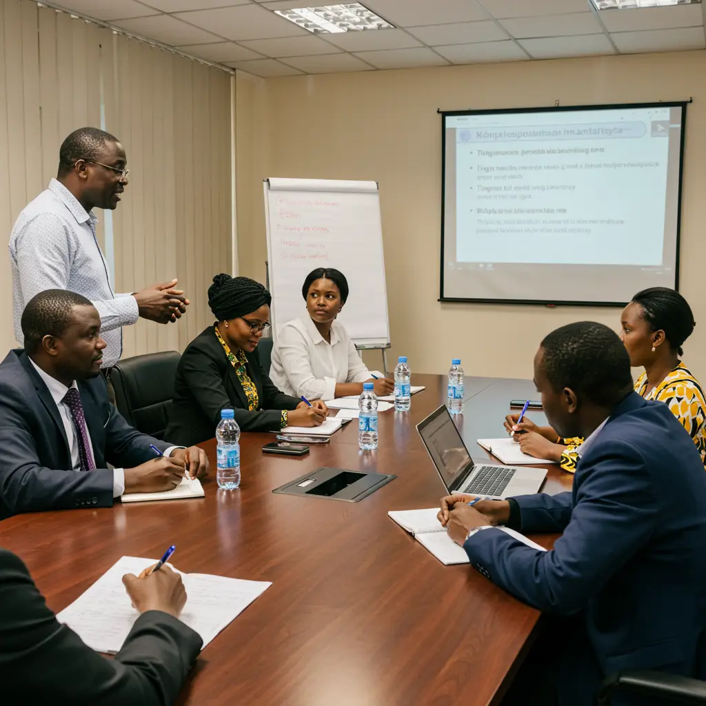 Board Induction Programs 1 Focused participants at a board orientation workshop, gaining insights into governance and legal duties.