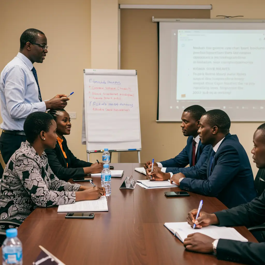 Board Induction Programs 2 New Kenyan board members attending an induction training led by a senior governance expert in Nairobi.