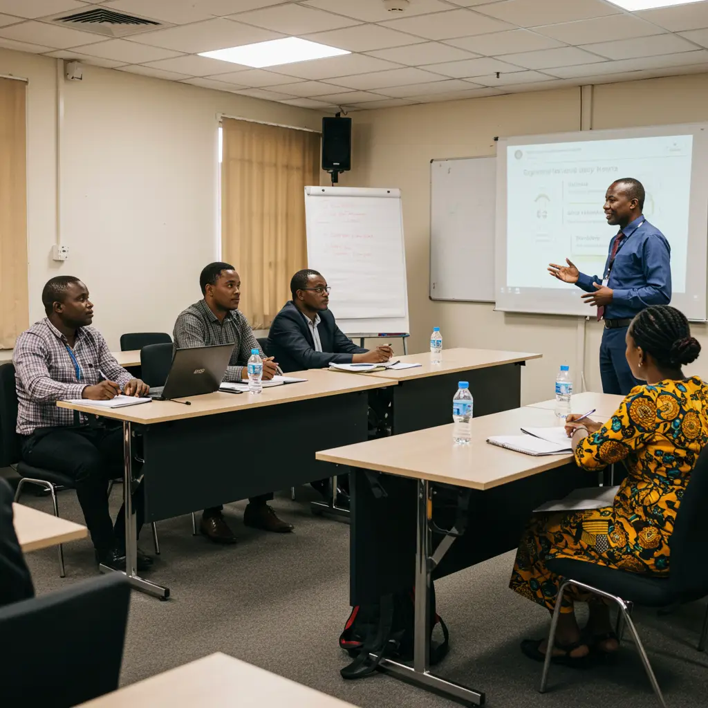 Corporate governance training session in Nairobi with executive consultant and engaged Kenyan professionals.